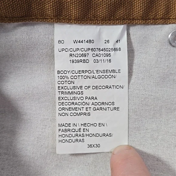 Dickies Men's Heavyweight Cotton Brown Carpenter Pants 36 x 30 - Picture 9 of 10